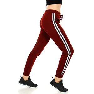 Burgundy Racer Stripe Tapping Jogger
